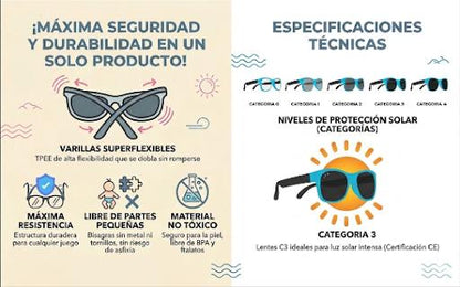 Gafas de Sol Infantiles Ultra-Resistentes y Flexibles | MiGluGlu